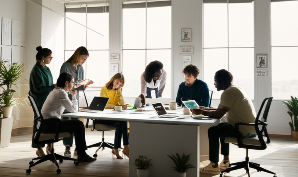 Diverse Talent Taste team collaborating in modern Amsterdam office